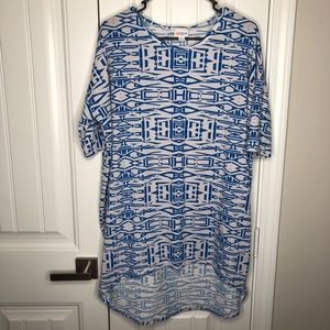 Lularoe Irma Aztec Blue and White Medium Tunic